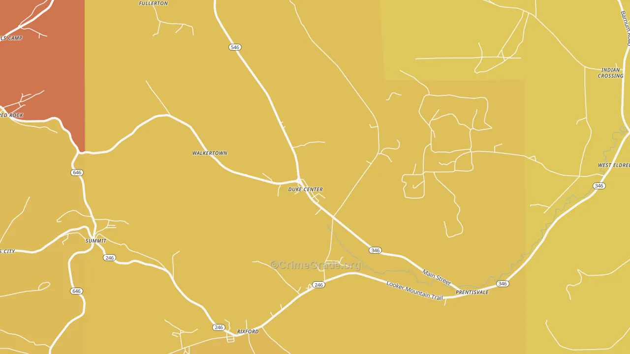 Duke Center, PA Map of Murder Rates