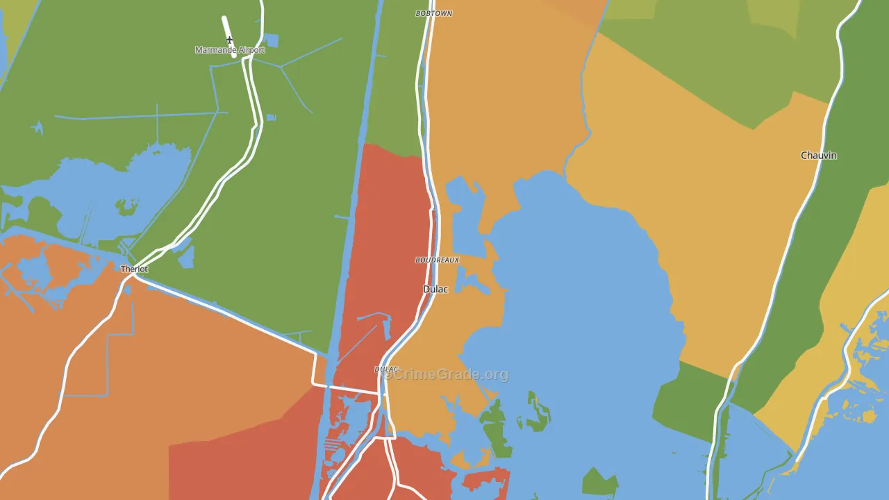 Dulac, LA Map of Murder Rates