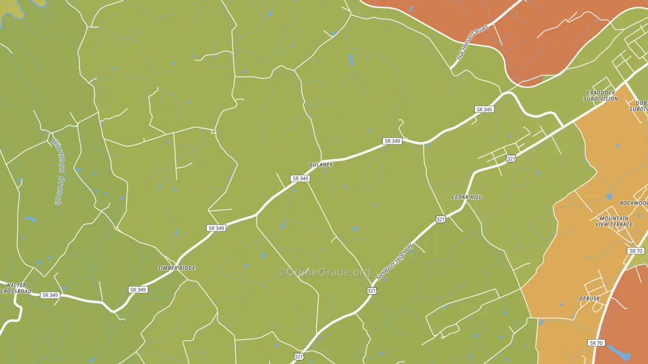 Dulaney, TN Map of Murder Rates