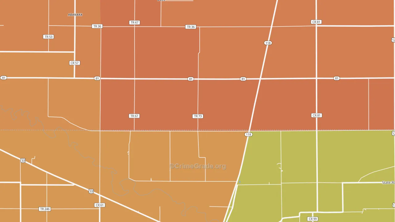 Dull, OH Map of Murder Rates