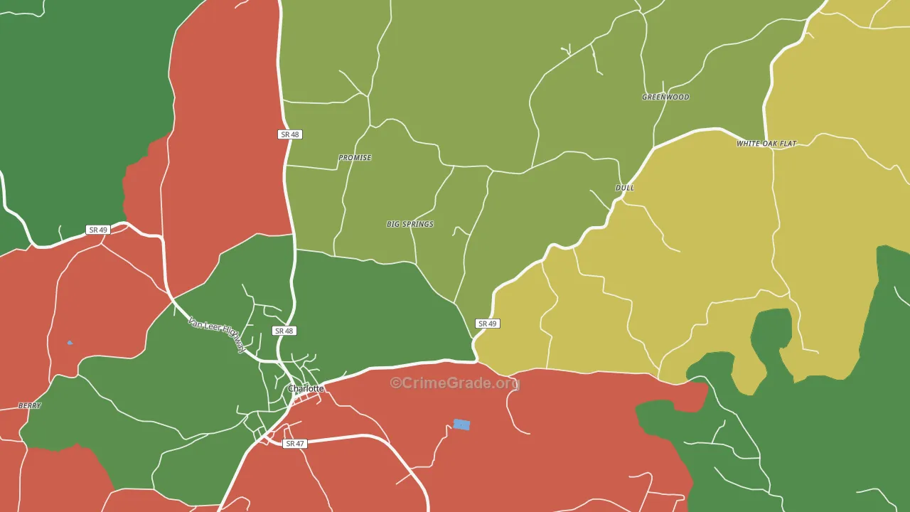 Dull, TN Map of Murder Rates