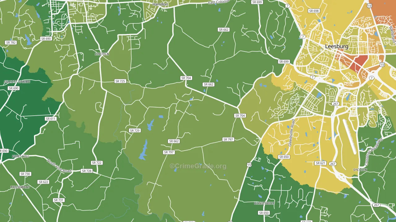Dulles, VA Map of Murder Rates