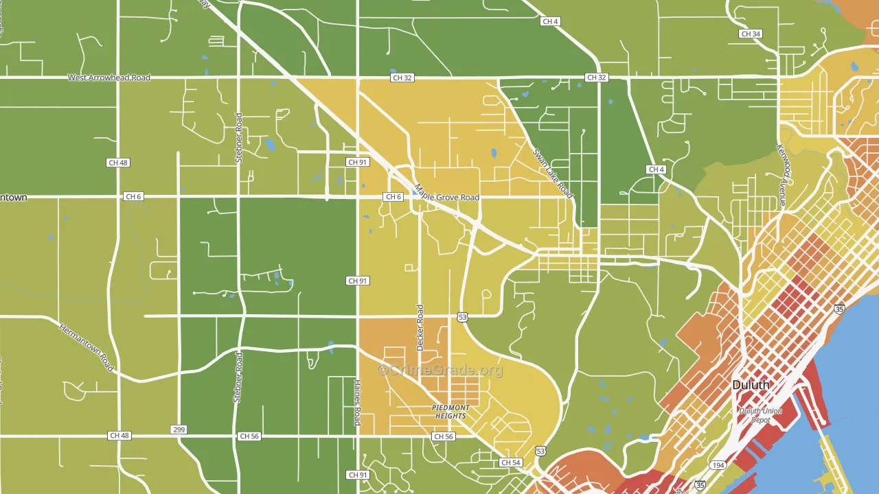 Duluth Heights, Duluth, MN Map of Murder Rates