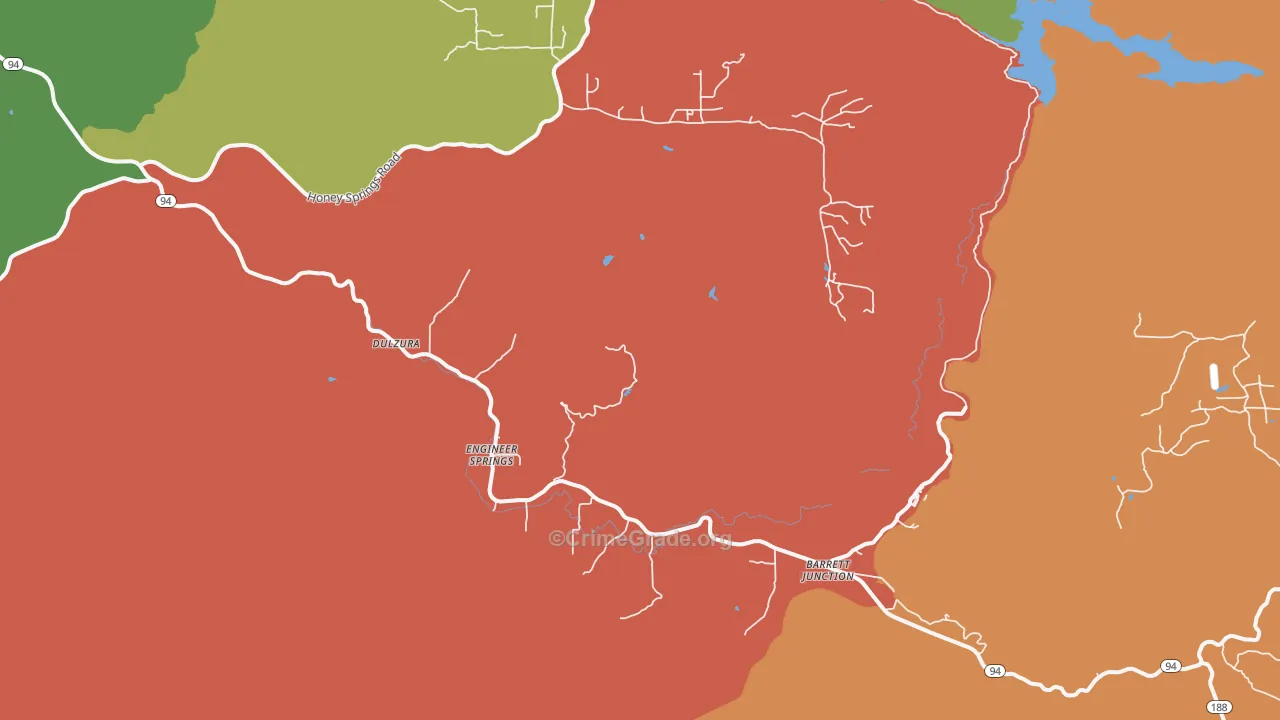Dulzura, CA Map of Murder Rates