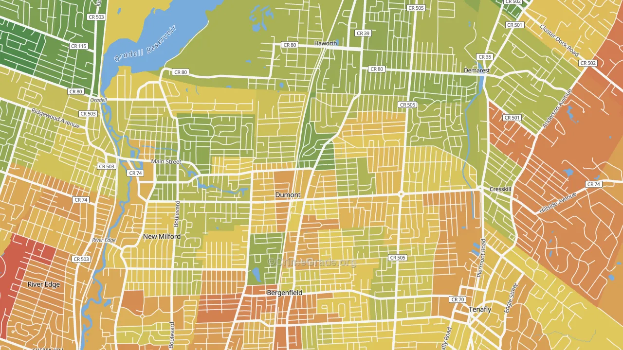 Dumont, NJ Map of Murder Rates