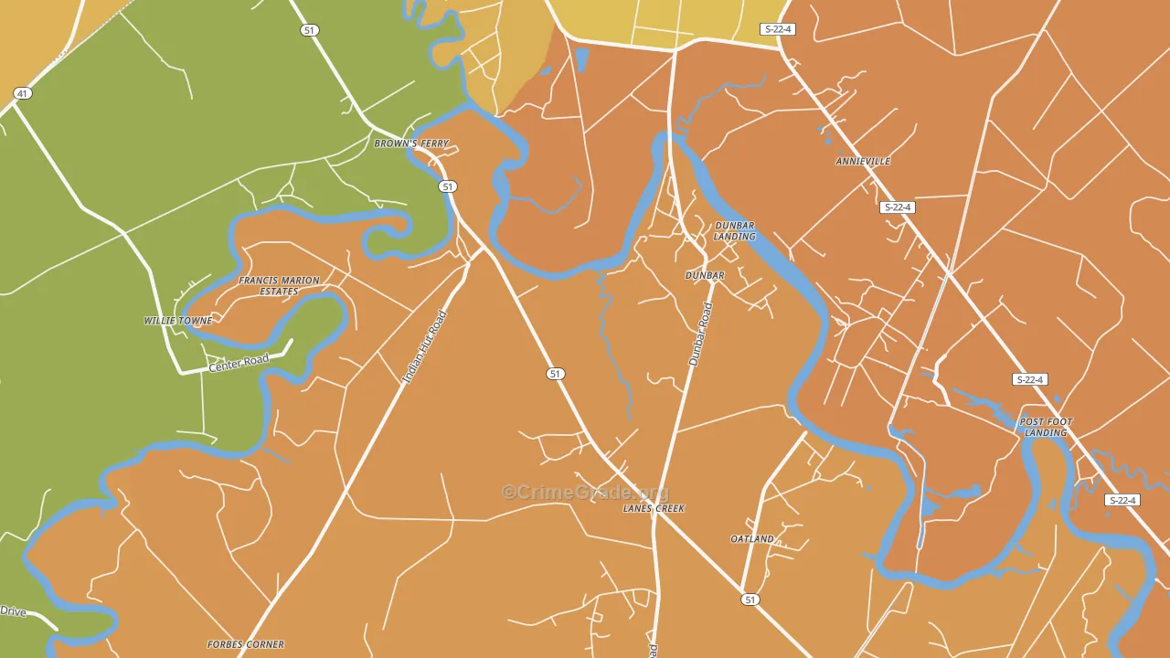 Dunbar, SC Map of Murder Rates
