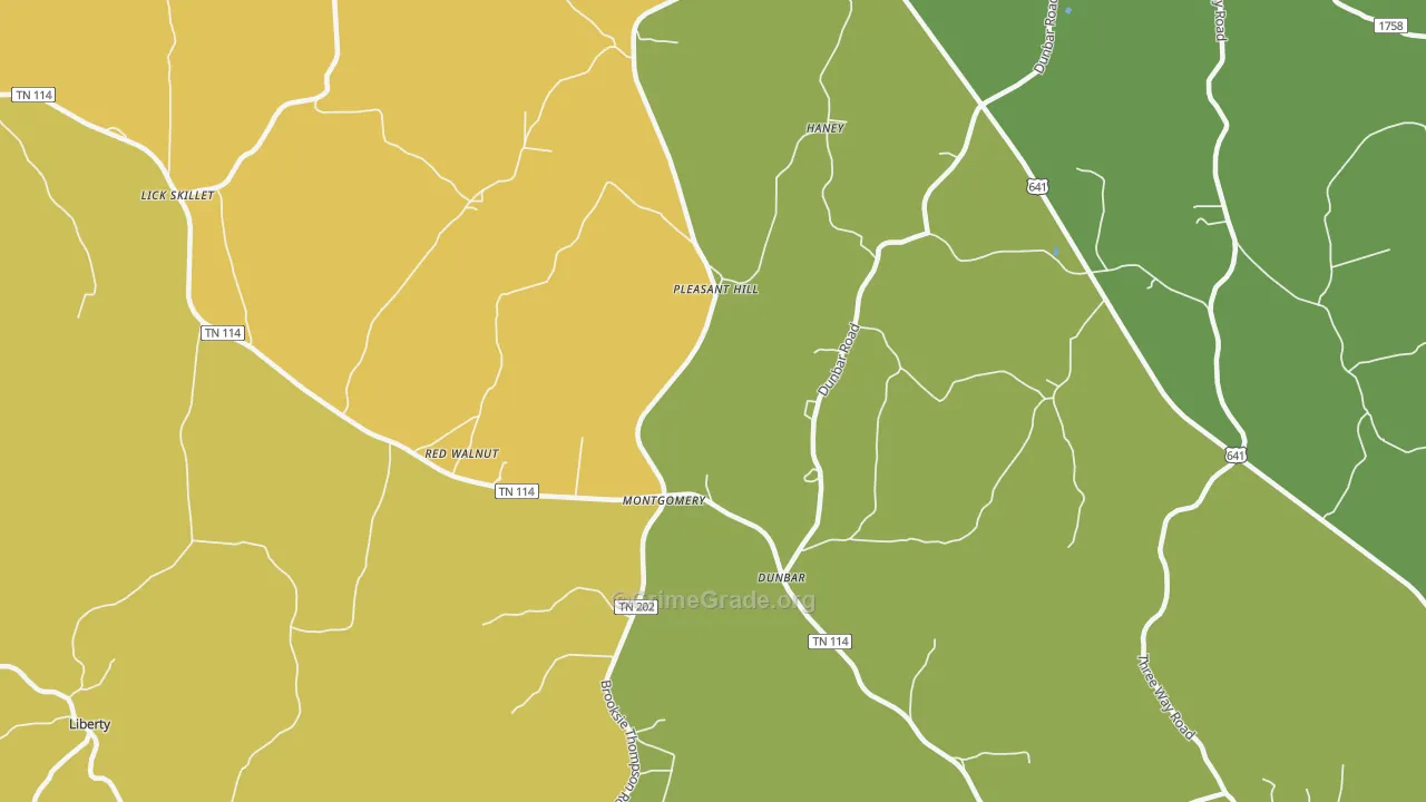 Dunbar, TN Map of Murder Rates