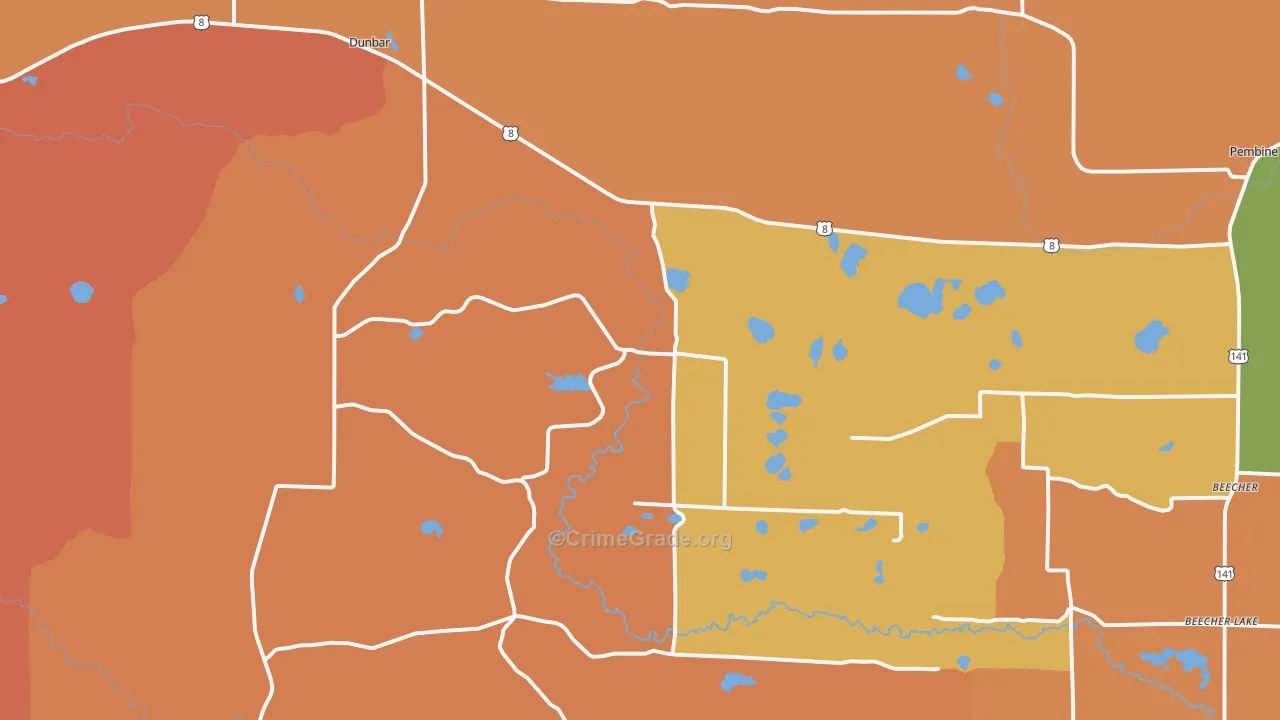 Dunbar, WI Map of Murder Rates