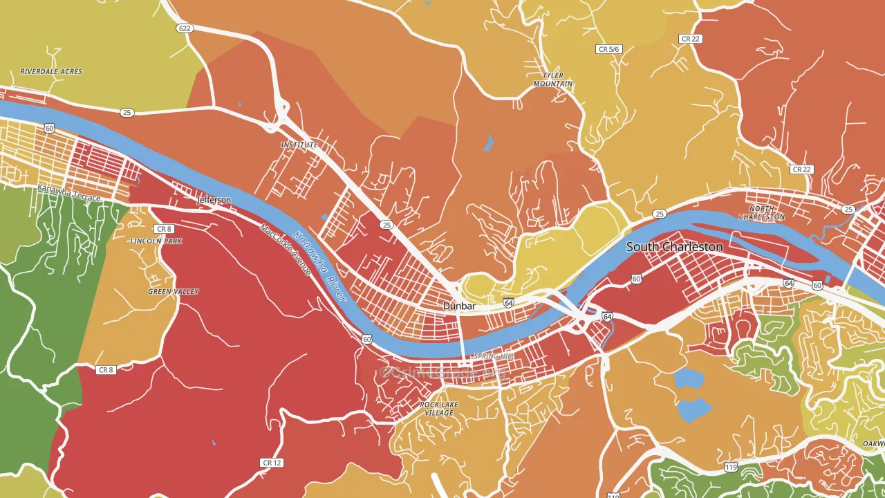 Dunbar, WV Map of Murder Rates