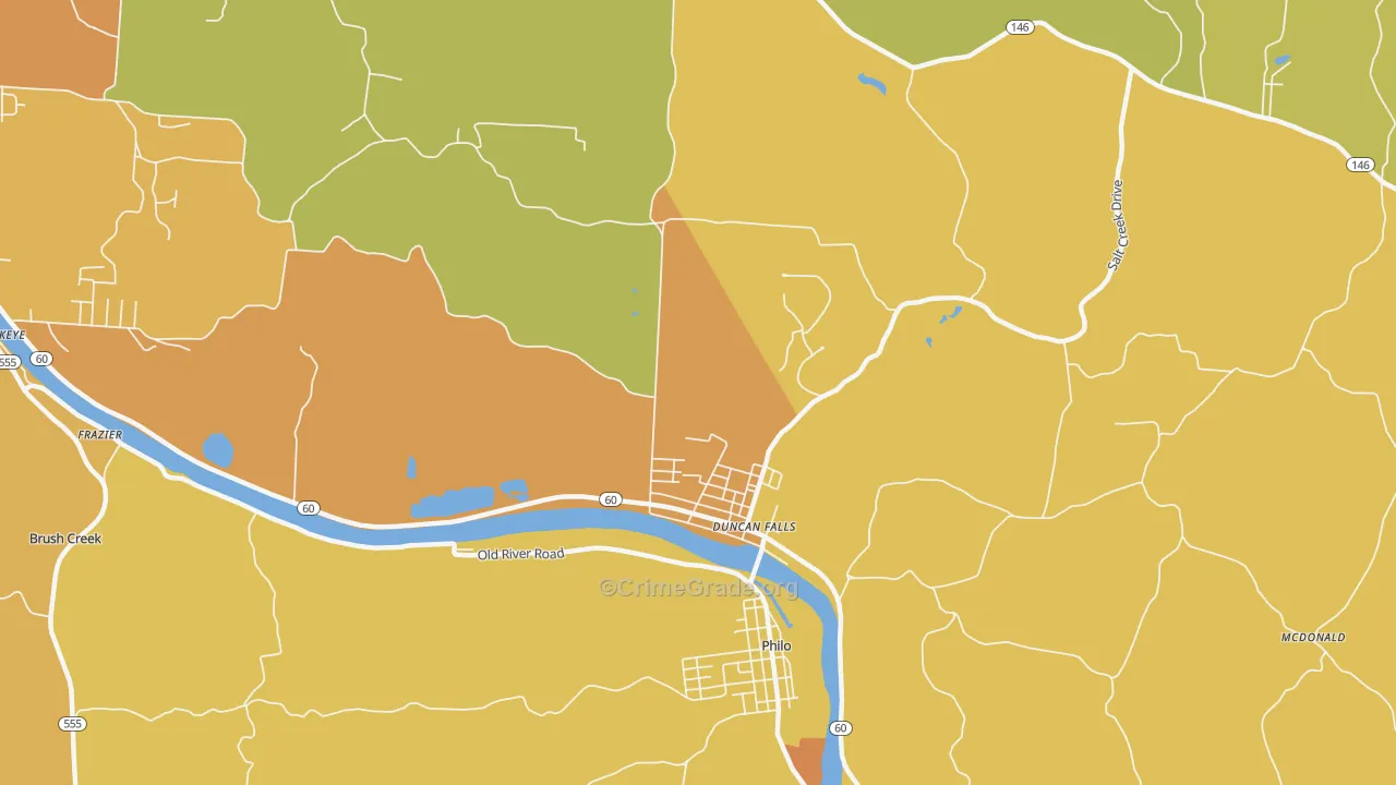 Duncan Falls, OH Map of Murder Rates