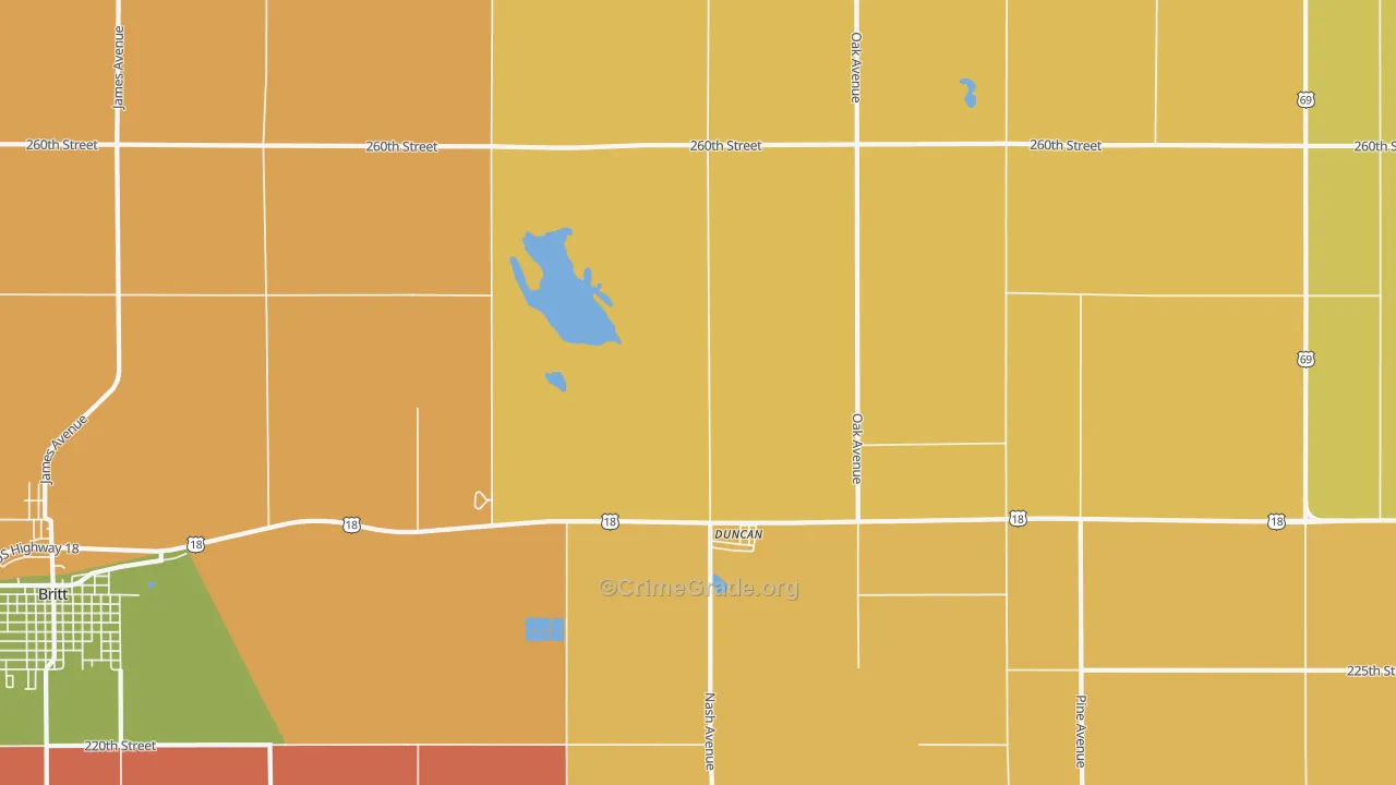 Duncan, IA Map of Murder Rates