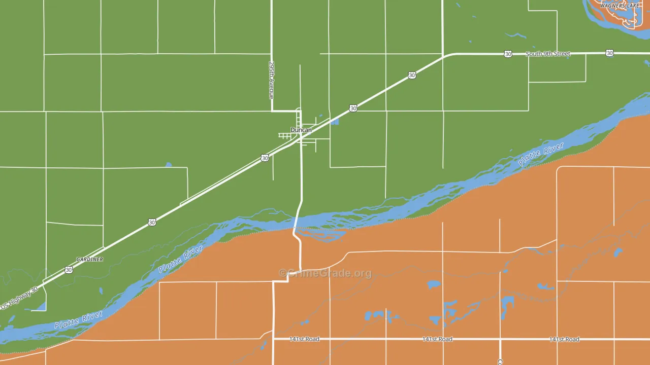 Duncan, NE Map of Murder Rates