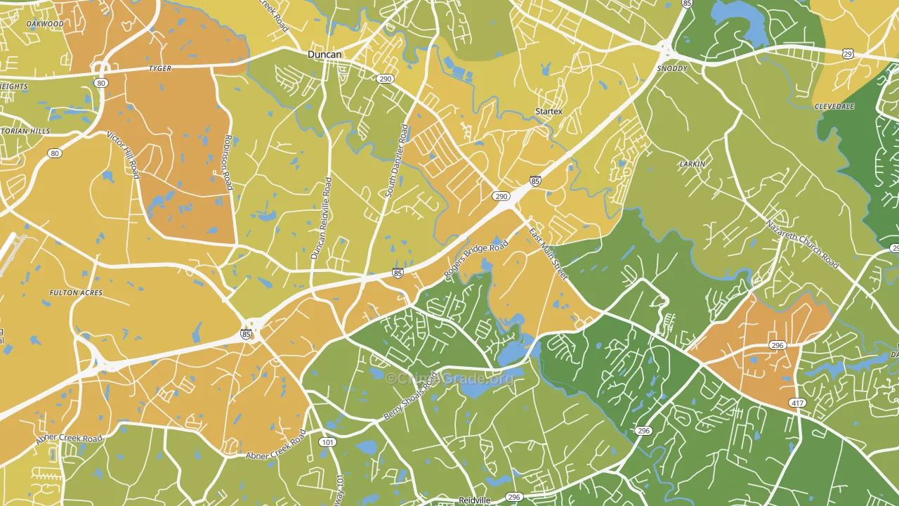 Duncan, SC Map of Murder Rates