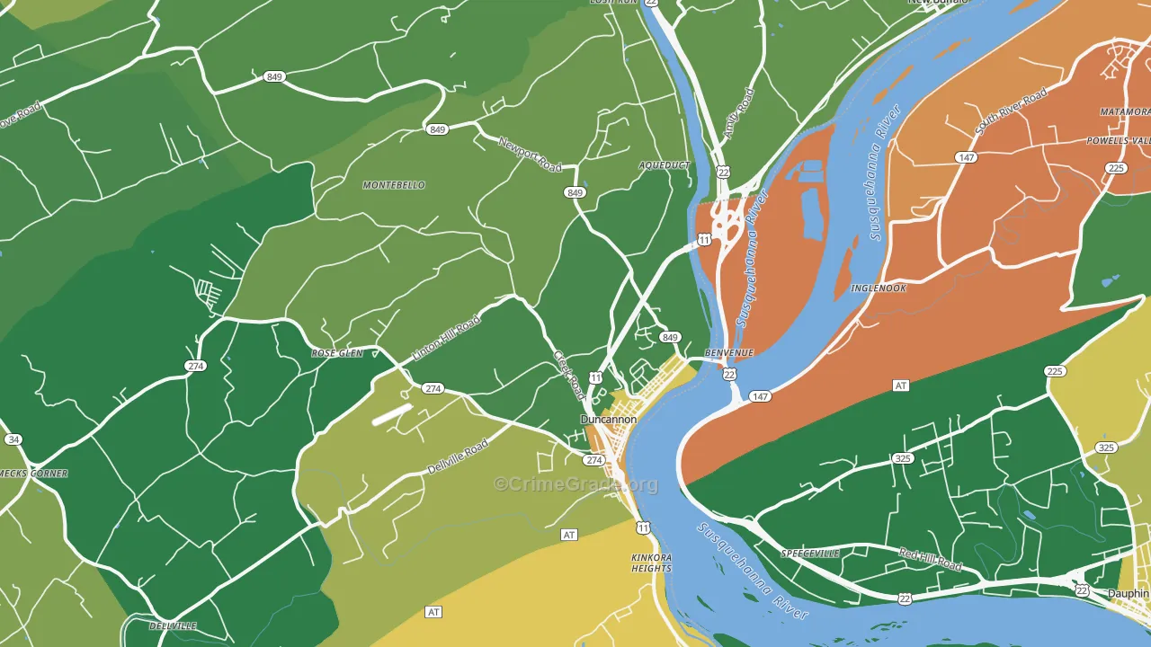 Duncannon, PA Map of Murder Rates