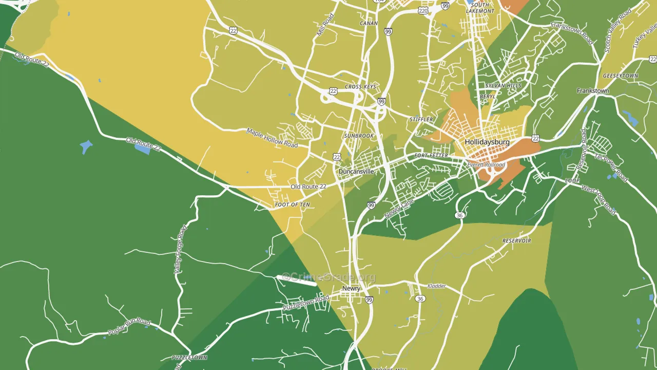 Duncansville, PA Map of Murder Rates