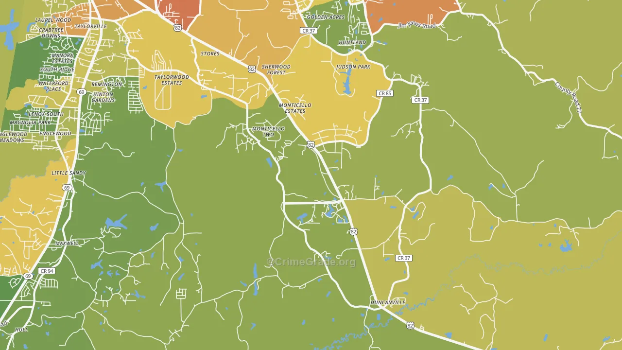 Duncanville, AL Map of Murder Rates