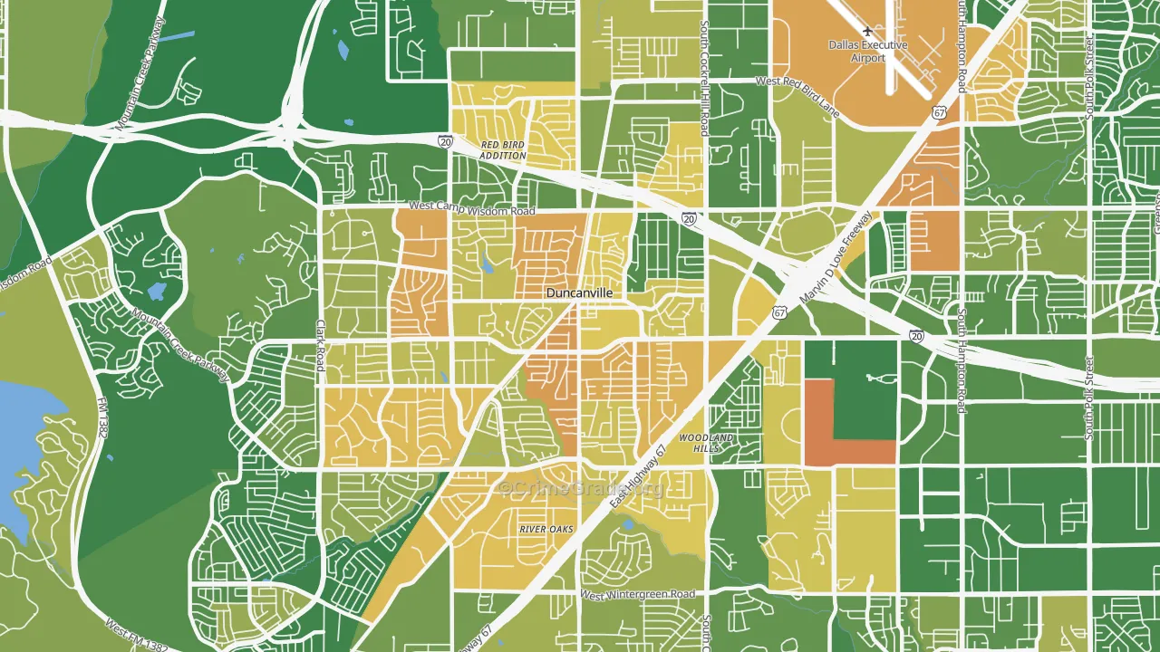 Duncanville, TX Map of Murder Rates