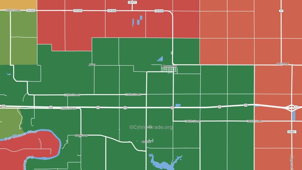 Duncombe, IA Map of Murder Rates