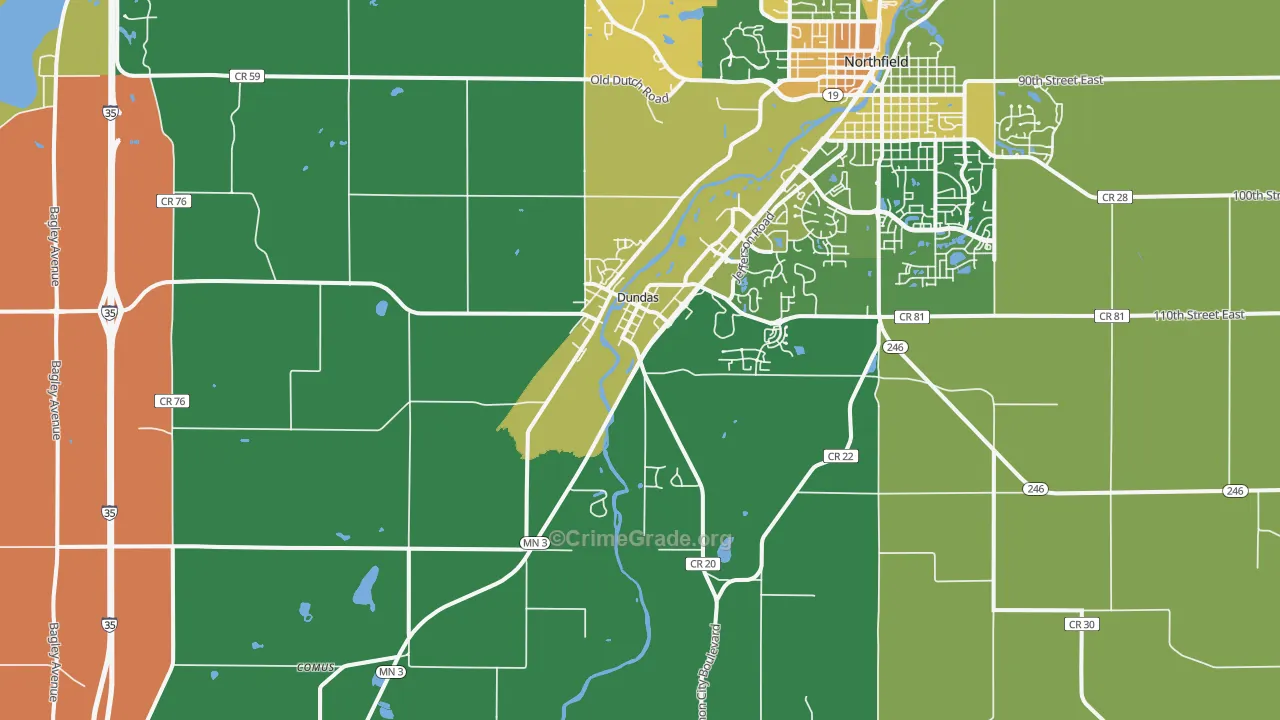 Dundas, MN Map of Murder Rates