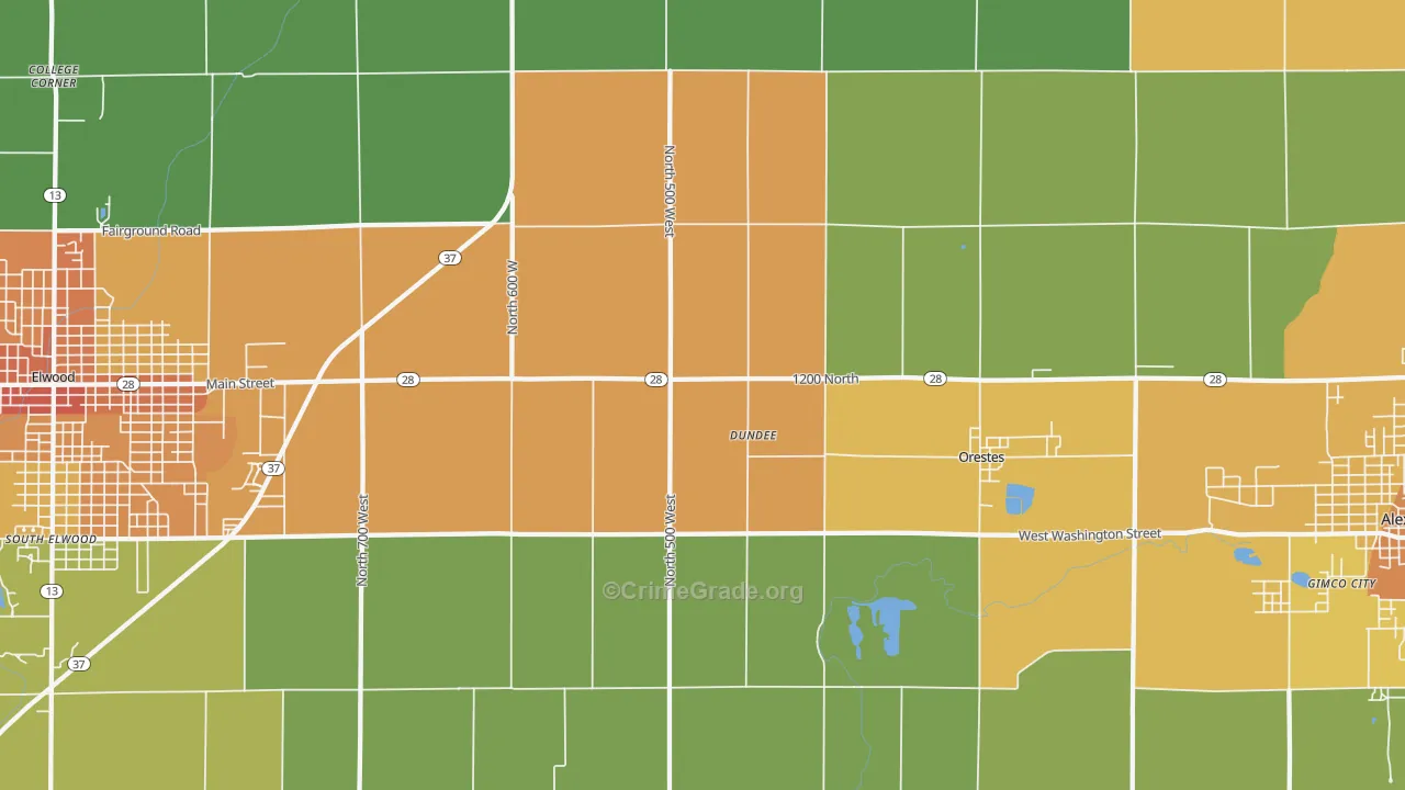 Dundee, IN Map of Murder Rates