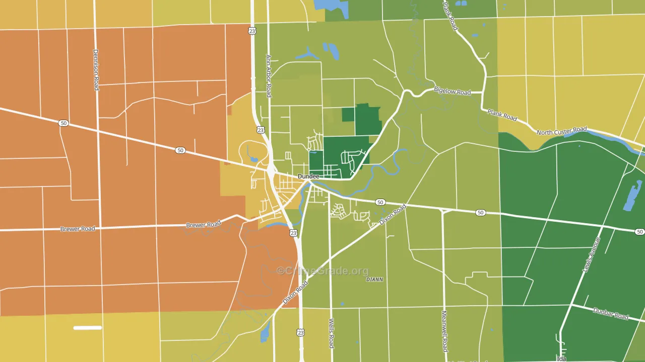 Dundee, MI Map of Murder Rates