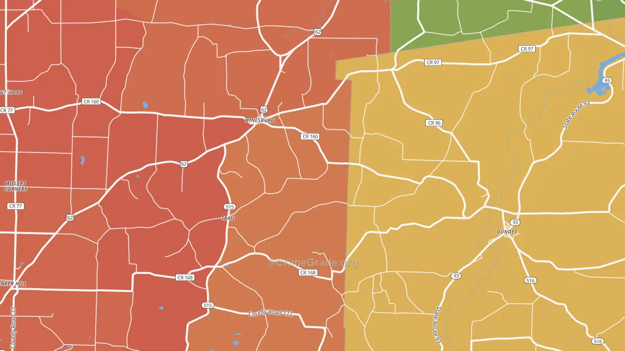 Dundee, OH Map of Murder Rates