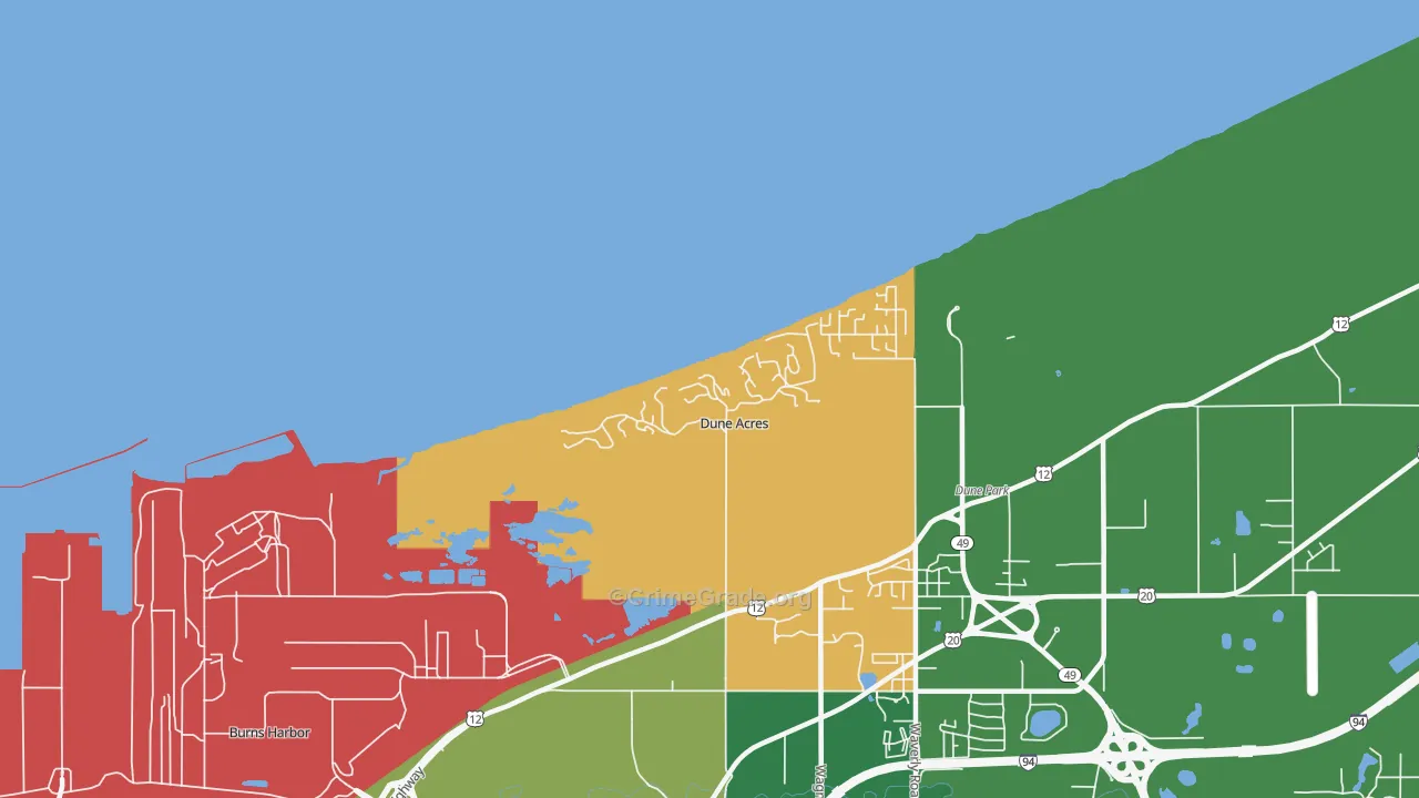 Dune Acres, IN Map of Murder Rates