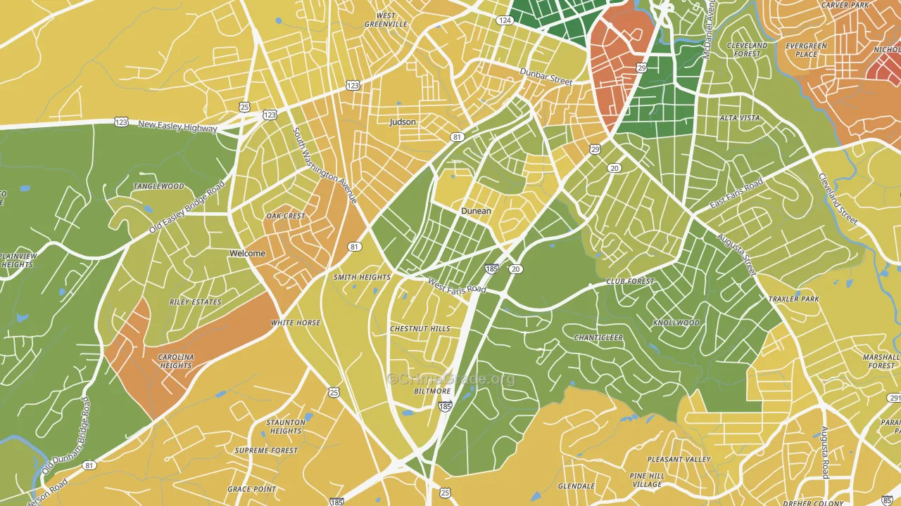 Dunean, SC Map of Murder Rates