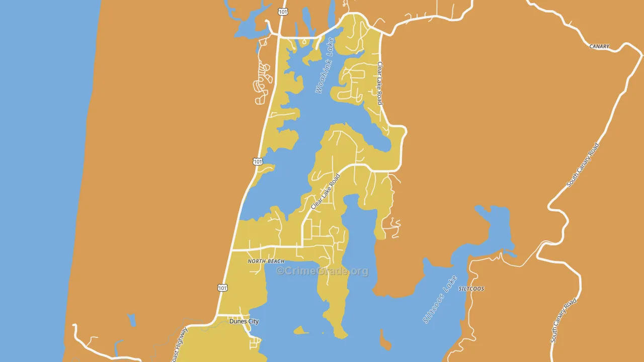 Dunes City, OR Map of Murder Rates