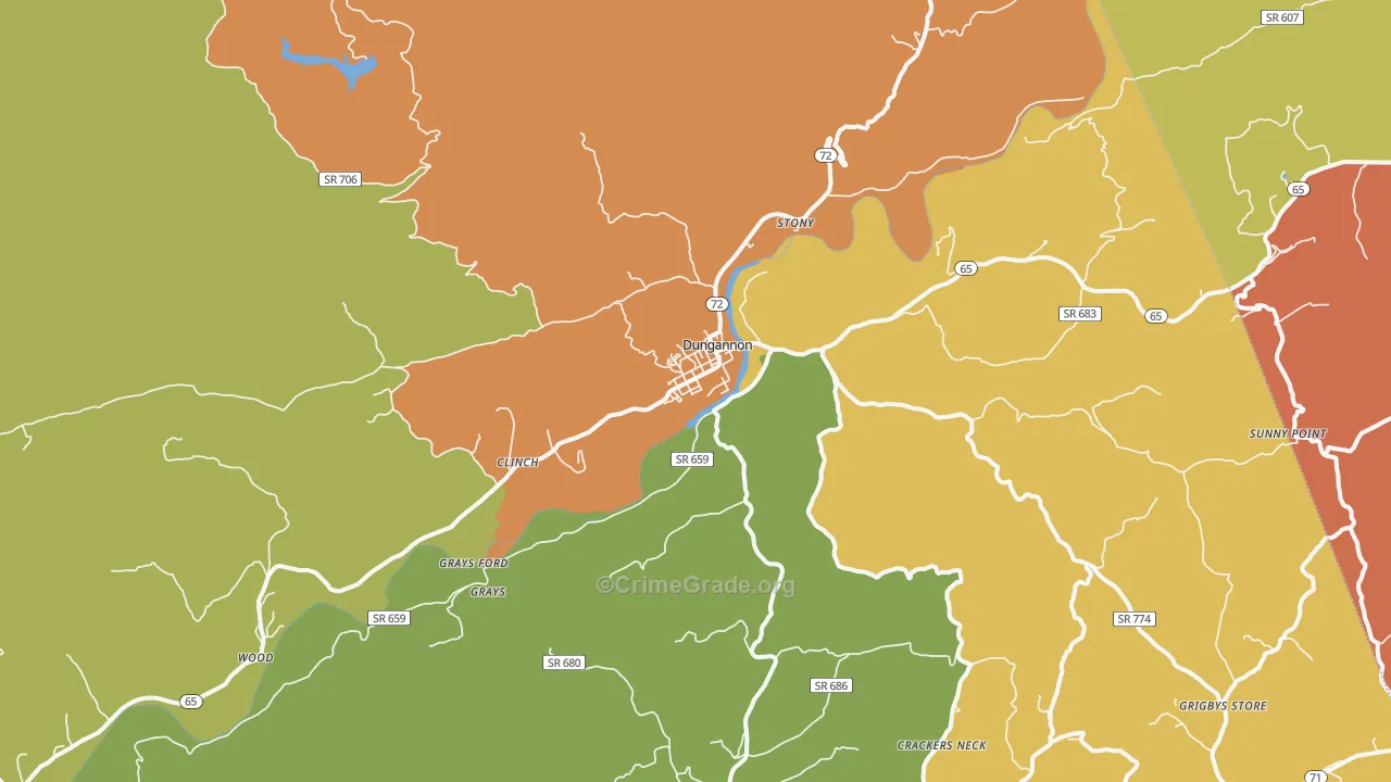 Dungannon, VA Map of Murder Rates