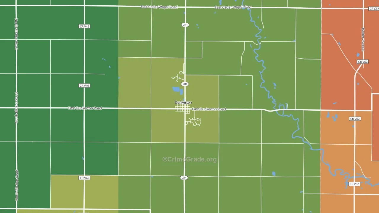 Dunkerton, IA Map of Murder Rates