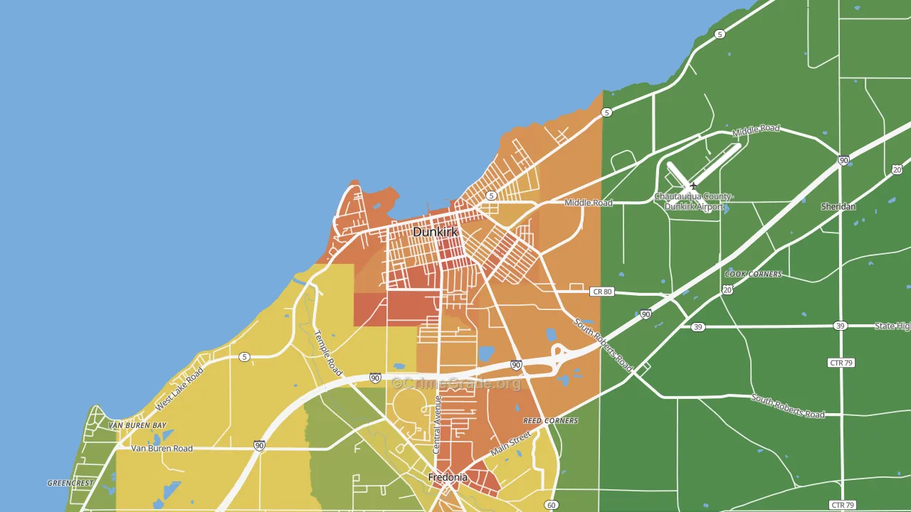 Dunkirk, NY Map of Murder Rates