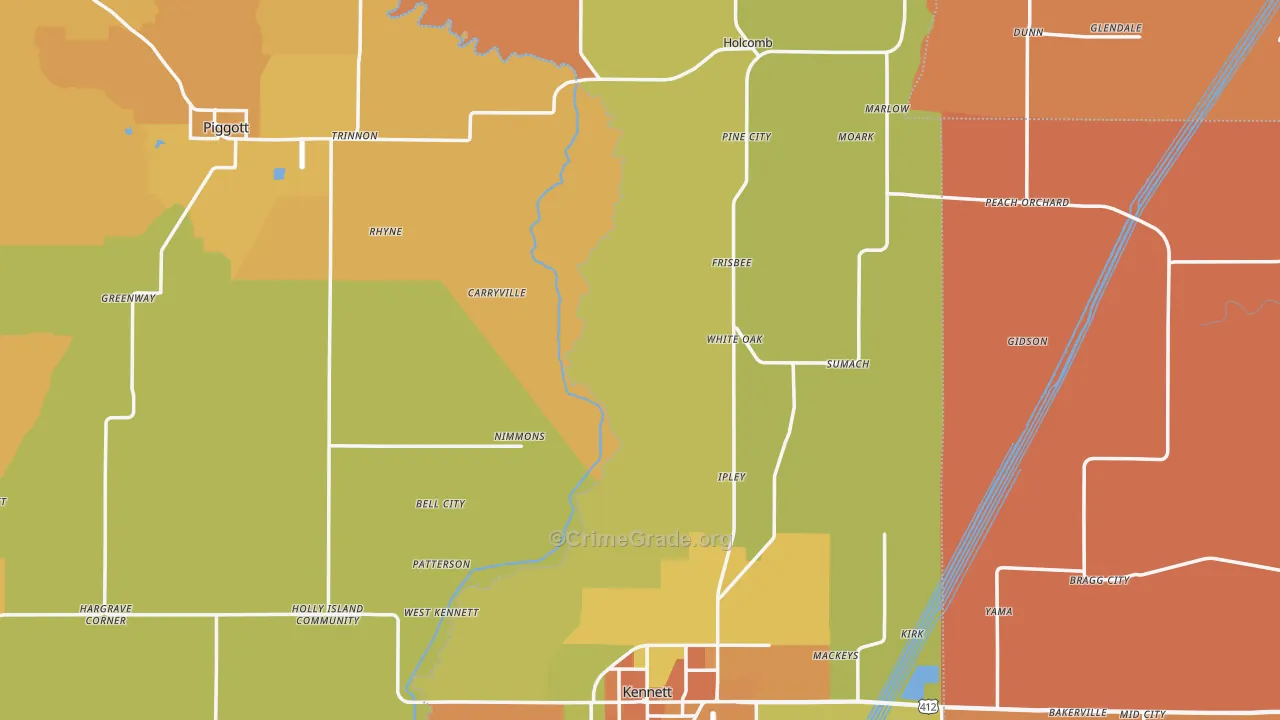 Dunklin County, MO Map of Murder Rates