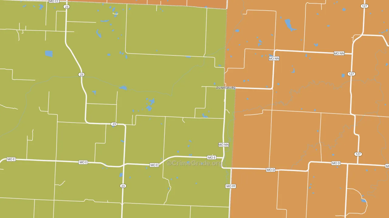 Dunksburg, MO Map of Murder Rates