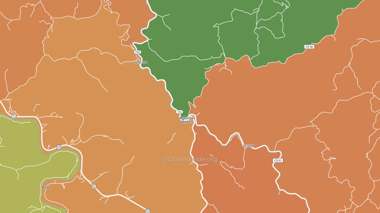 Dunlow, WV Map of Murder Rates