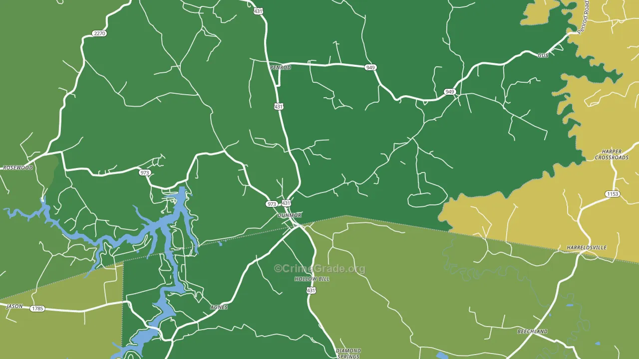 Dunmor, KY Map of Murder Rates