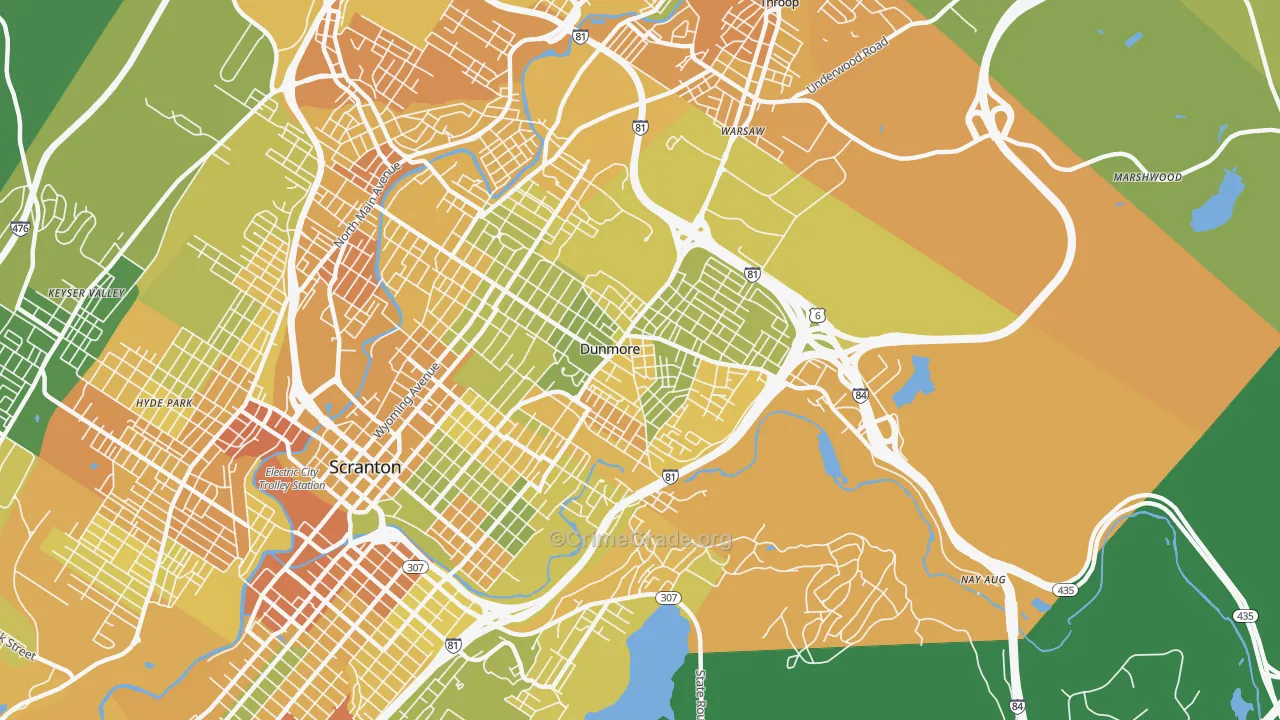 Dunmore, PA Map of Murder Rates