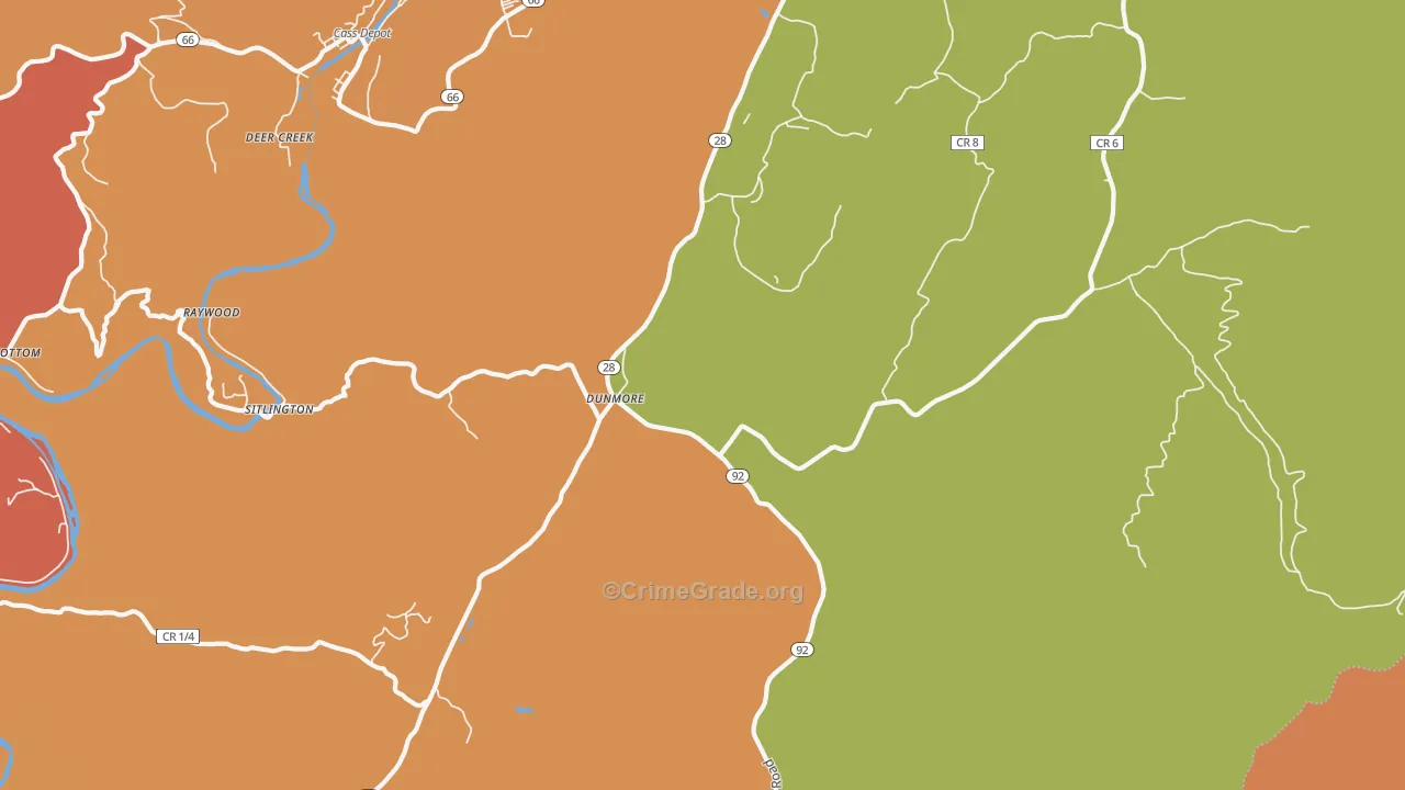 Dunmore, WV Map of Murder Rates