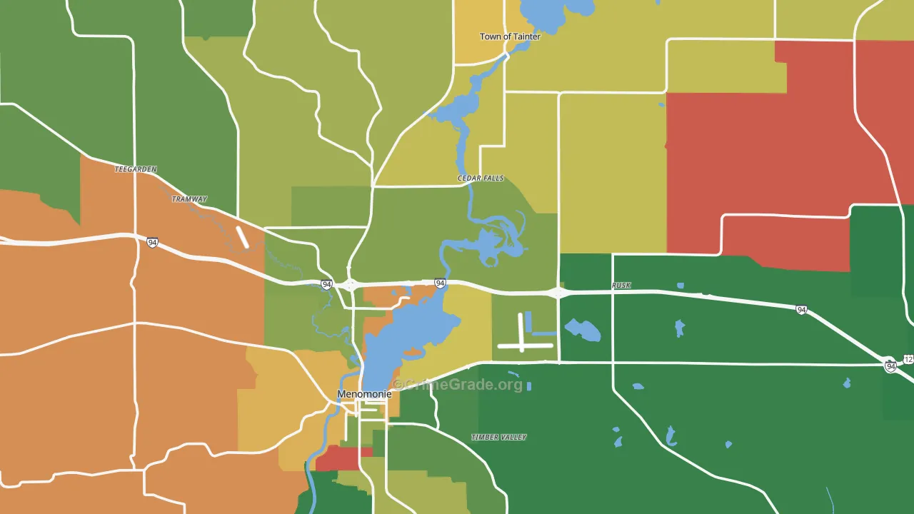 Dunn County, WI Map of Murder Rates