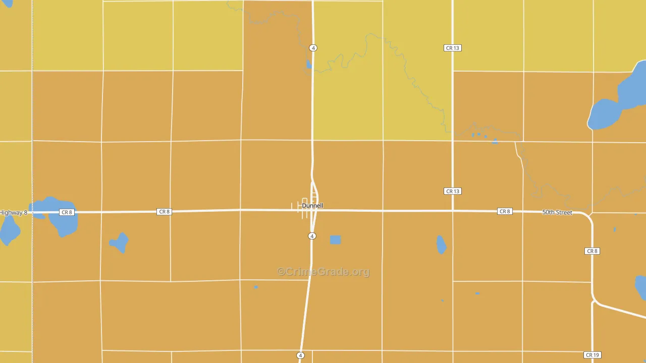 Dunnell, MN Map of Murder Rates