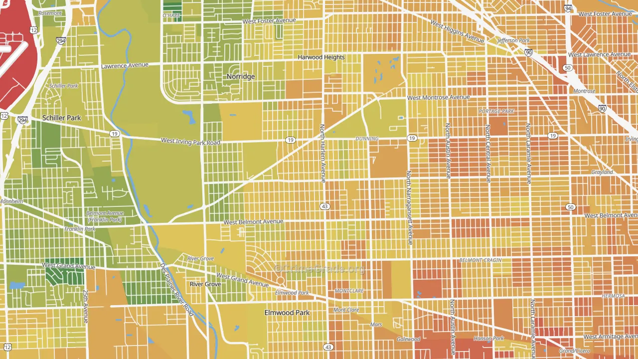 Dunning, Chicago, IL Map of Murder Rates