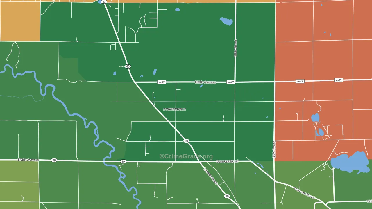 Dunningville, MI Map of Murder Rates