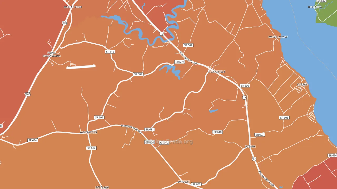 Dunnsville, VA Map of Murder Rates