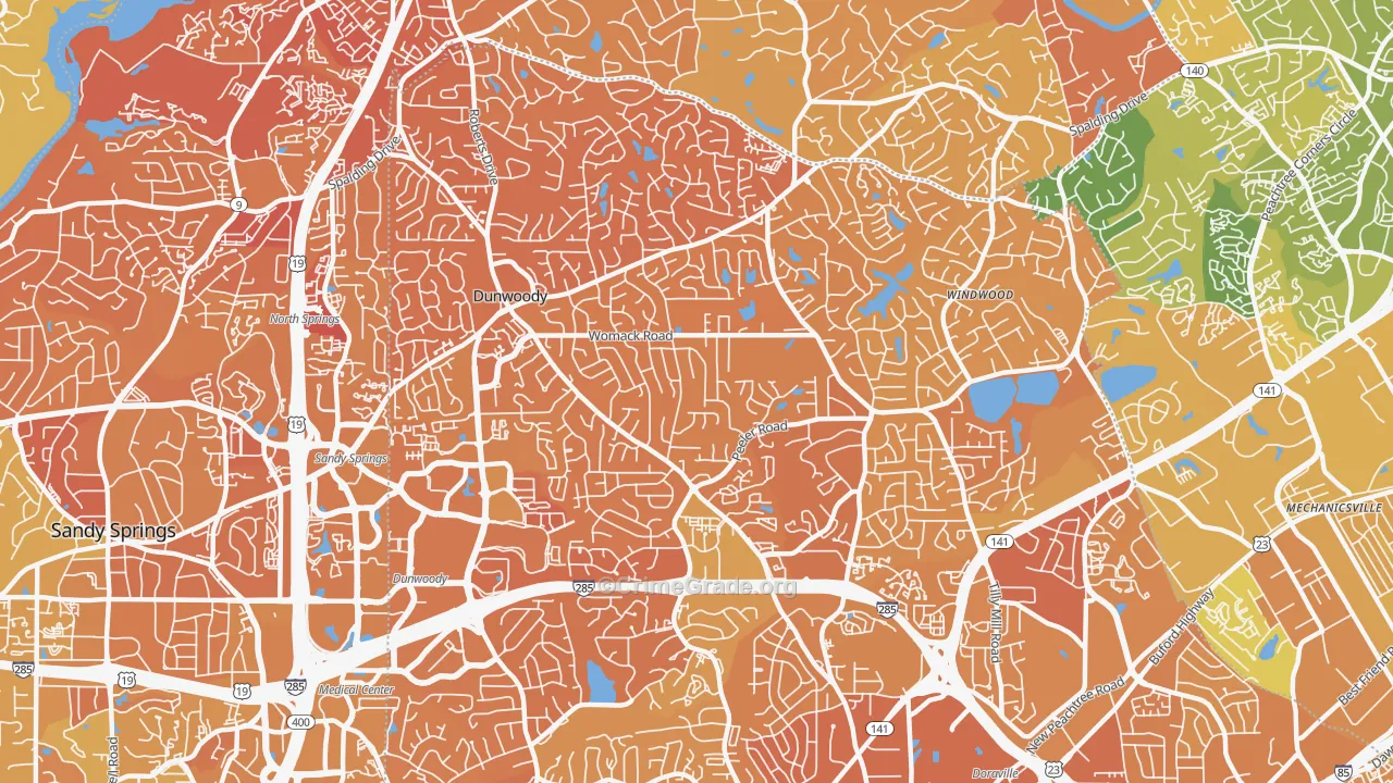Dunwoody, GA Map of Murder Rates