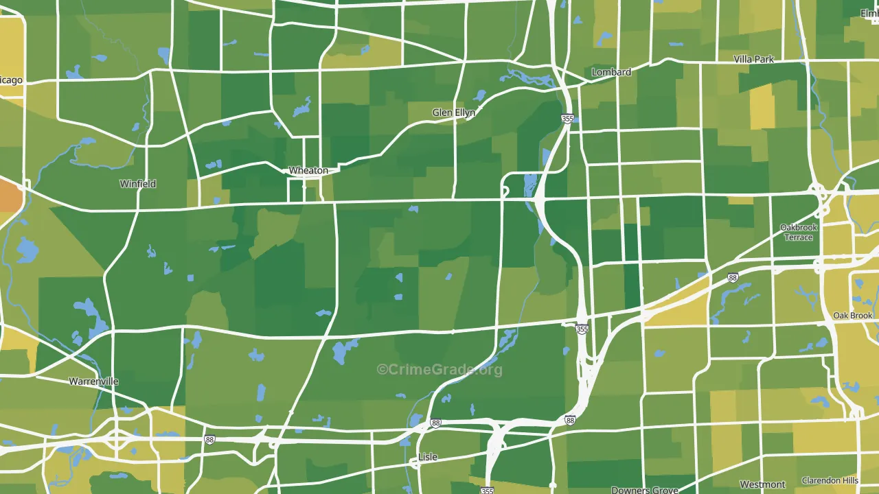 DuPage County, IL Map of Murder Rates