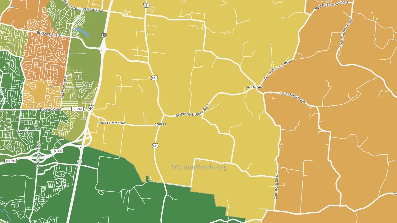 Duplex, TN Map of Murder Rates
