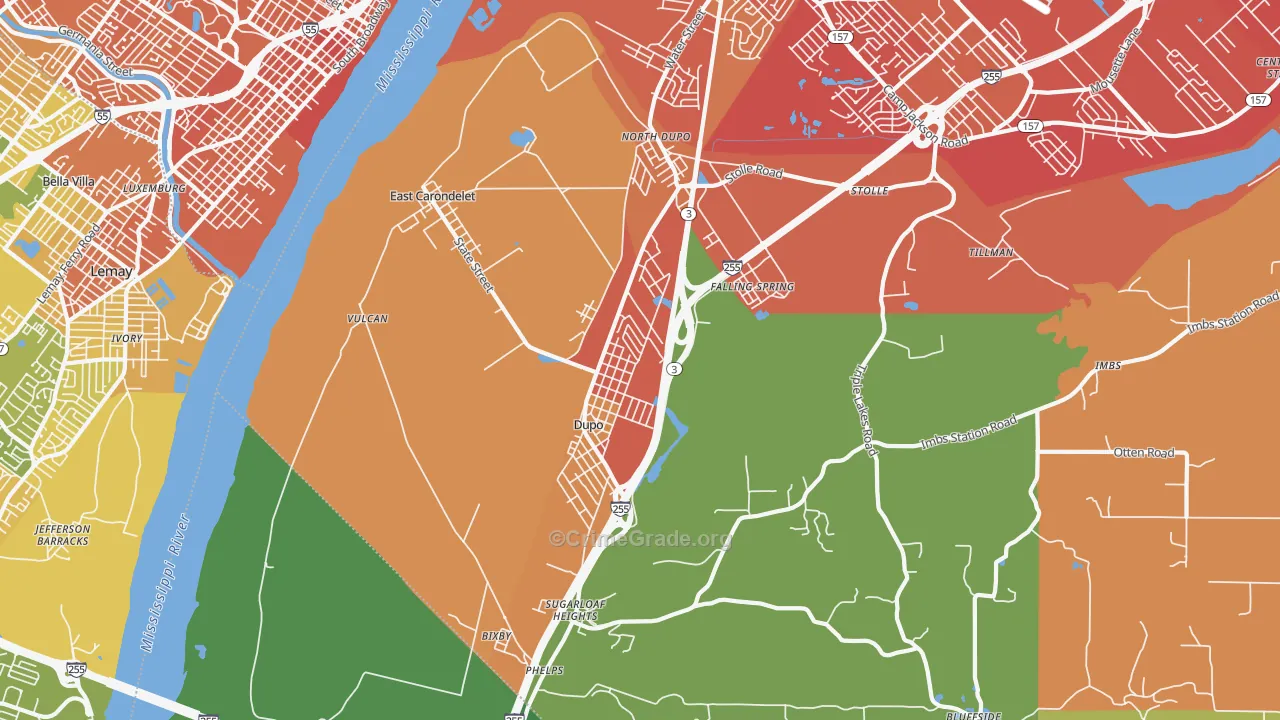 Dupo, IL Map of Murder Rates