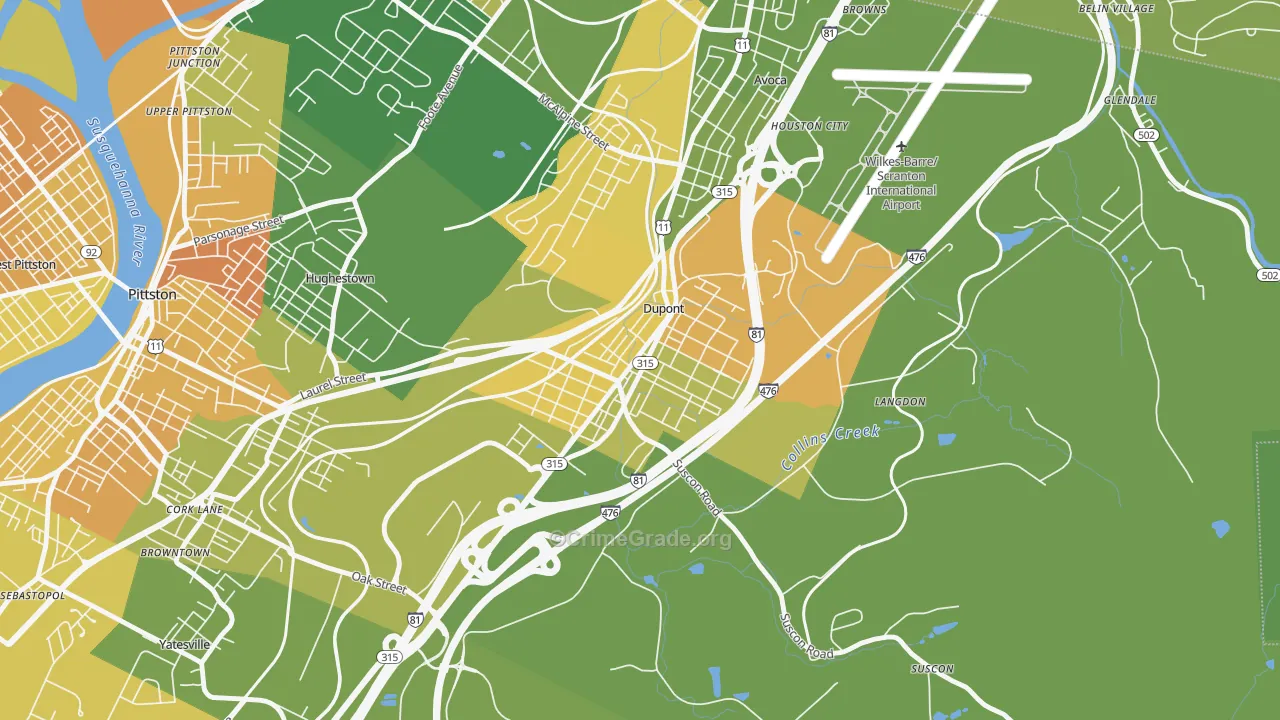 Dupont, PA Map of Murder Rates