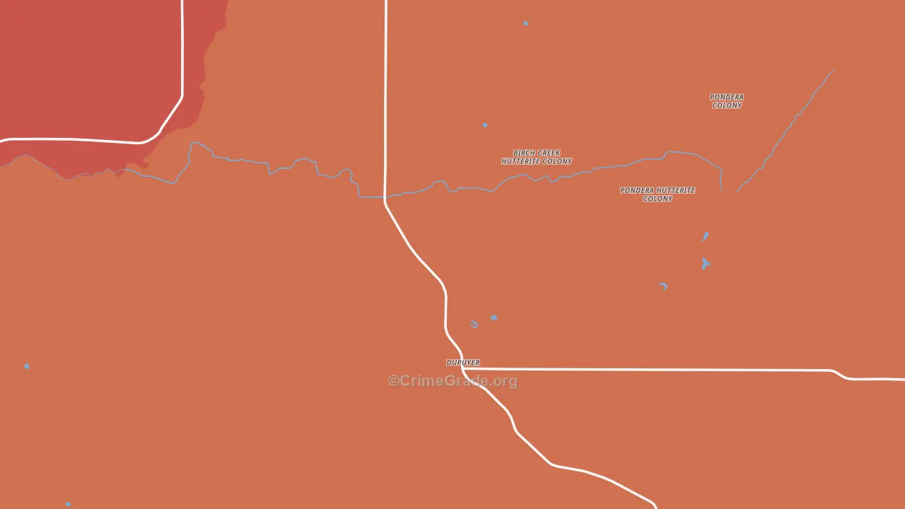 Dupuyer, MT Map of Murder Rates