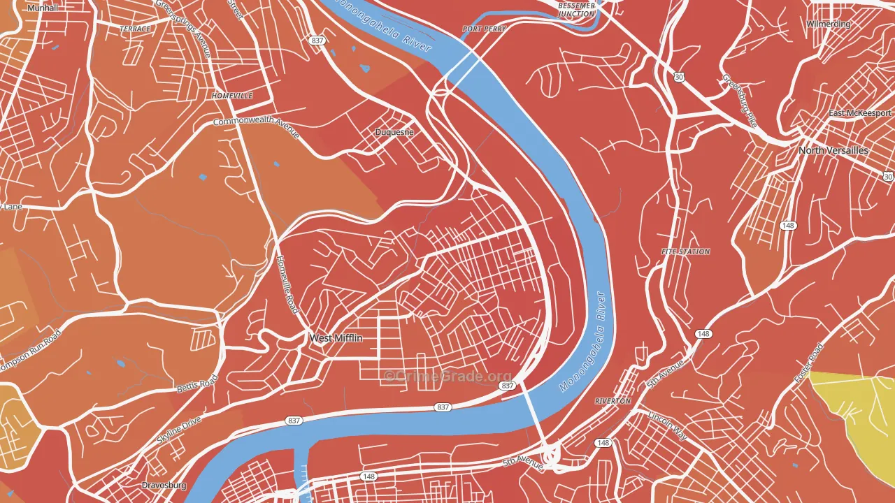 Duquesne, PA Map of Murder Rates
